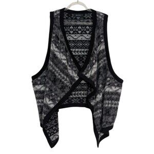 Karen Kane Nordic Reversible Vest Womens Size 2X Black Wool Mohair Made in USA